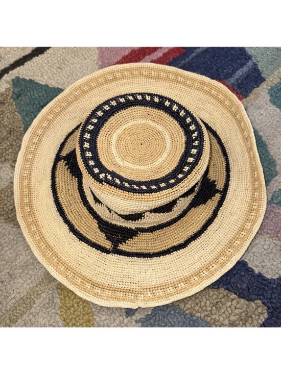 $192 Sensi Studio Montana Beach Hat Natural Beige straw Ecuadorian Frayed Sunhat